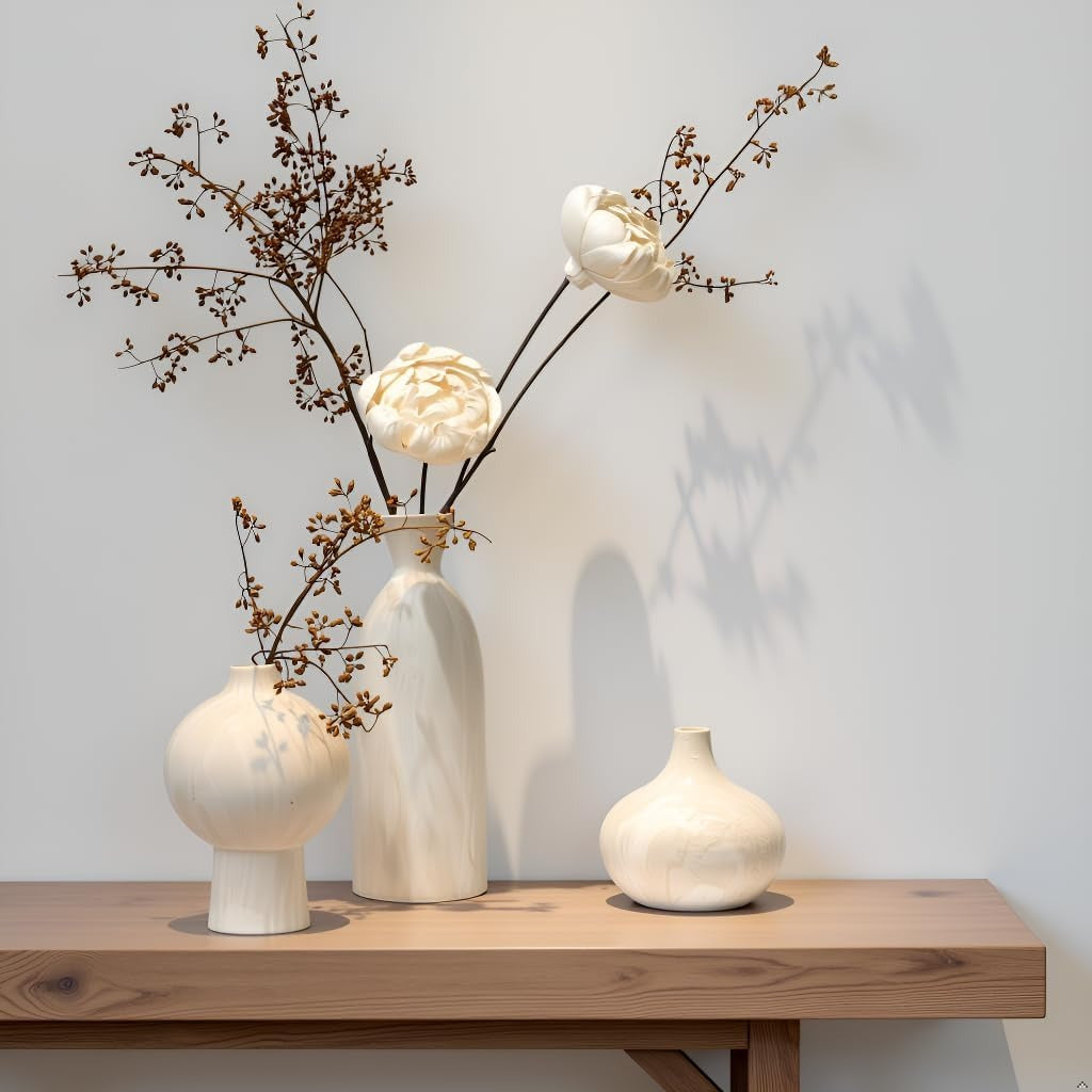 Maja – Skandinavisches Keramik-Vasen-Set in Off-White (3-teilig)