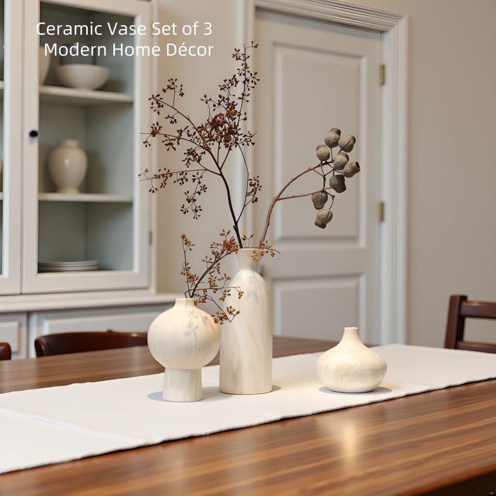 Maja – Skandinavisches Keramik-Vasen-Set in Off-White (3-teilig)