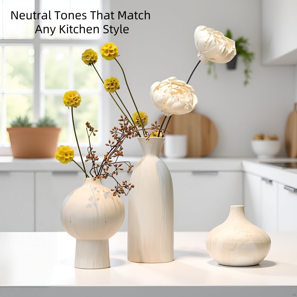 Maja – Skandinavisches Keramik-Vasen-Set in Off-White (3-teilig)