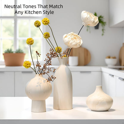 Maja – Skandinavisches Keramik-Vasen-Set in Off-White (3-teilig)