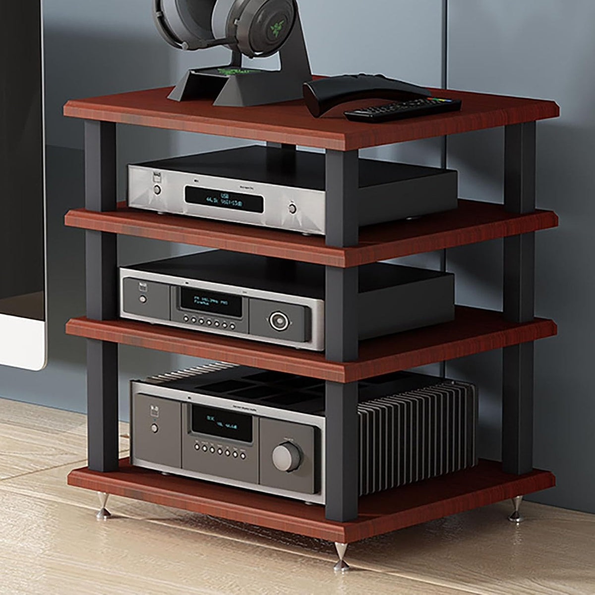 Henrik – Modernes 4-Ebenen HiFi-Regal für Medien und Audiogeräte