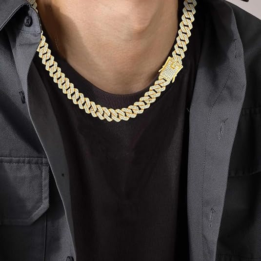 Zaster – Zweireihige Kette mit Kreuzanhänger in Gold