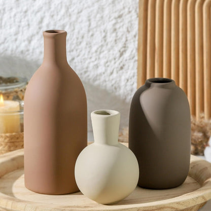Aira – Minimalistisches Keramik-Vasen-Set in Erdtönen (3-teilig)